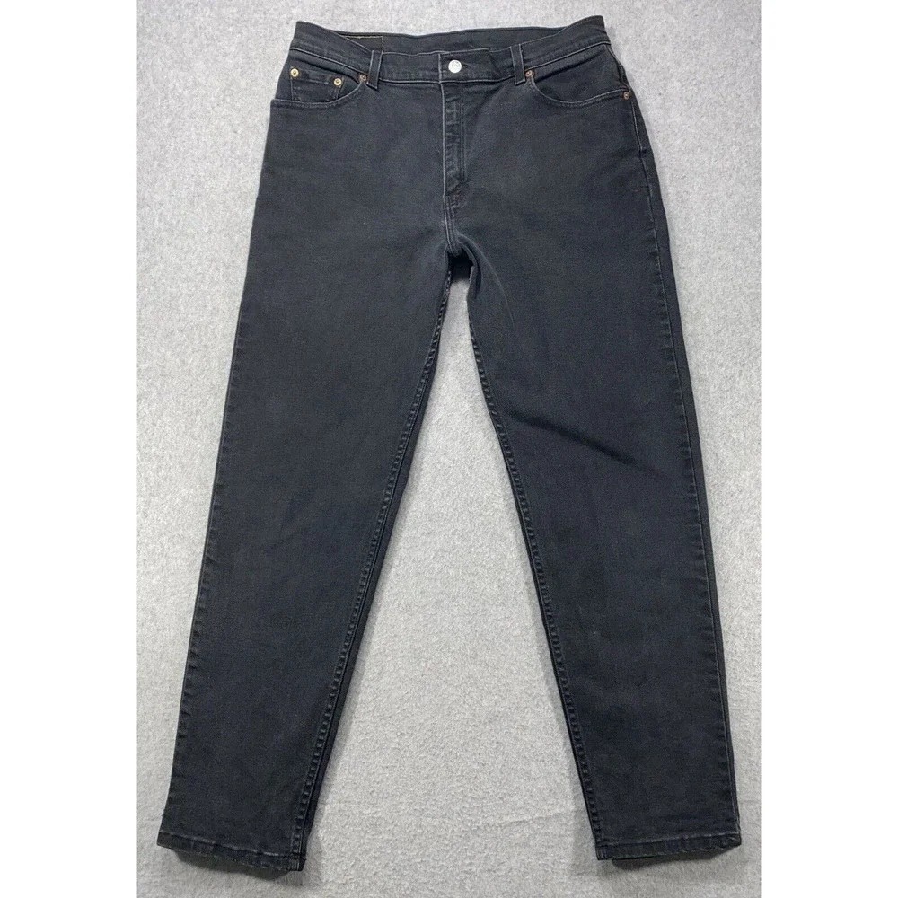 Levi’s 550 Jeans Womens 32x29 Black Relaxed Fit Tapered Denim Faded Distressed